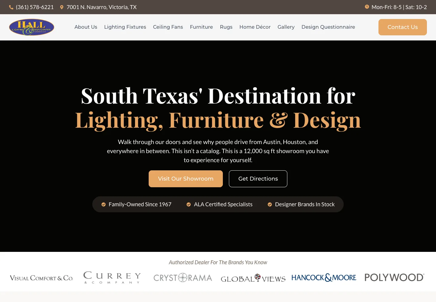 Hall Lighting & Design homepage design