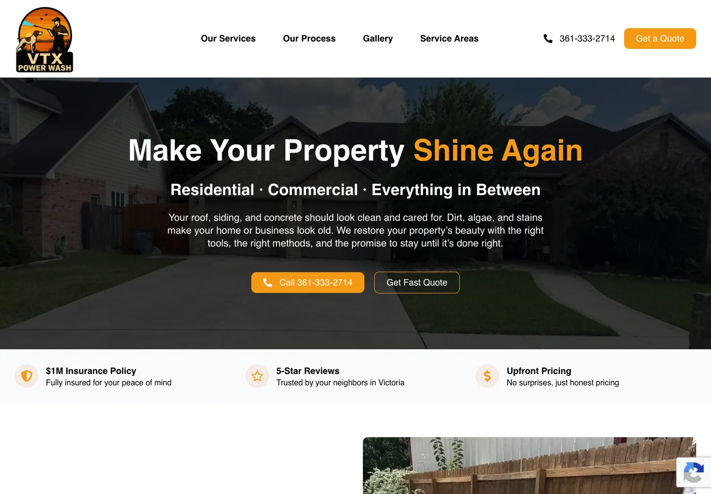 VTX Powerwash homepage design
